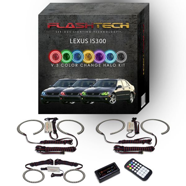 Lexus IS300 V.3 Fusion Color Change Headlight & LED Halo Fog Light Kit 2001-2005 V.3 Fusion Color Change LED Halo Headlight and Fog light Kit with bluetooth RF Remote