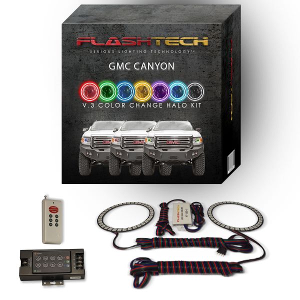 GMC Canyon 2015-2018 V.3 Fusion Color Change LED Halo Headlight Kit with RF Remote