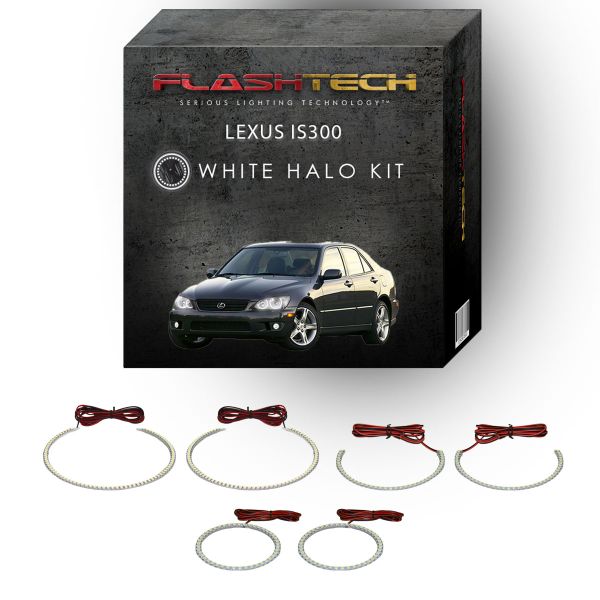 Lexus IS300 White Headlight & LED Halo Fog Light Kit 2001-2005