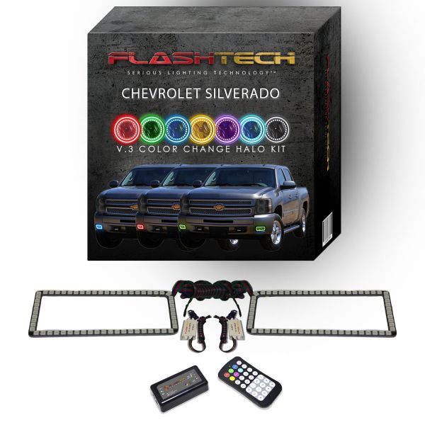 Chevrolet Silverado 2007-2013 V.3 Fusion Color Change LED Halo Fog light Kit with Colorfuse RF Remote