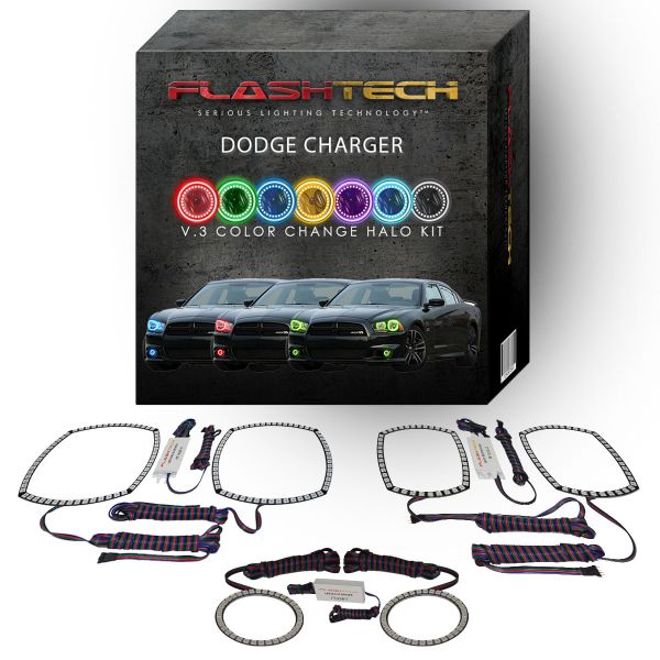 Dodge Charger V.3 Fusion Color Change Headlight & LED Halo Fog Light Kit 2011-2014