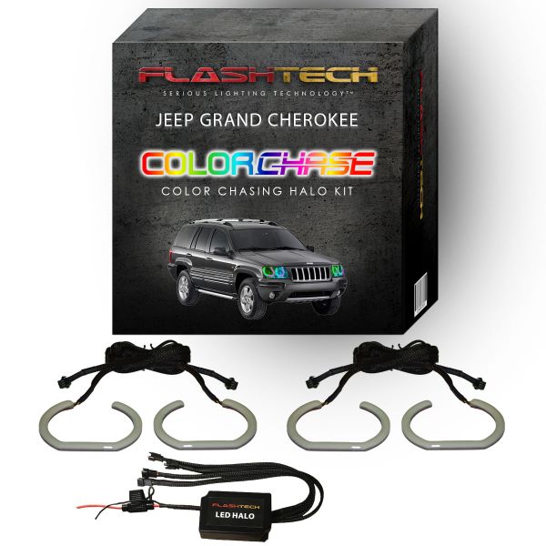 Jeep Grand Cherokee Square ColorChase LED Halo Headlight Kit 1999-2004