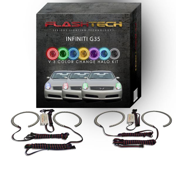 Infiniti G35 Sedan V.3 Fusion Color Change LED Halo Headlight Kit 2005-2006