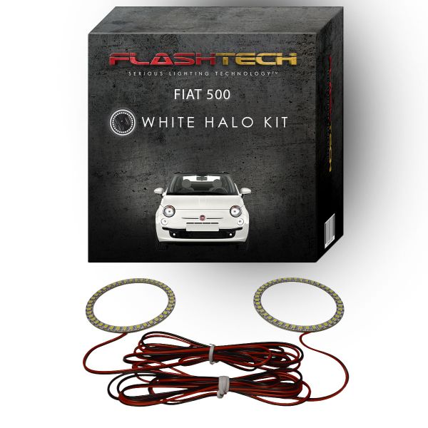 Fiat 500 White LED Halo Headlight Kit 2012-2013