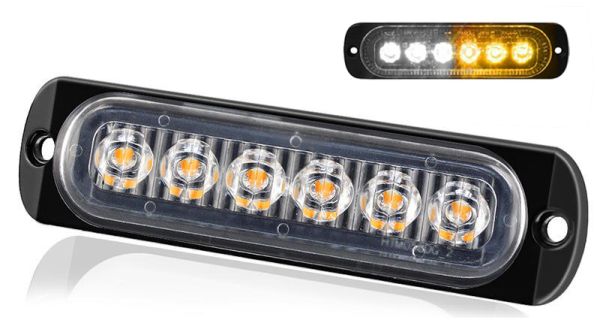 6 LED light bar, Dual Color Amber White LED