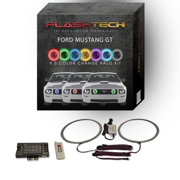 Ford Mustang 2005-2009 V.3 Fusion Color Change LED Halo Fog Light Kit with RF Remote