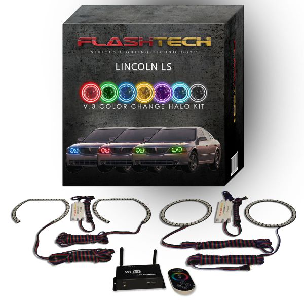 Lincoln LS 2000-2002 V.3 Fusion Color Change LED Halo Headlight Kit with Wifi Remote
