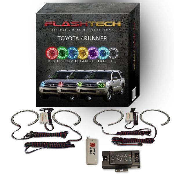 Toyota 4-Runner 2003-2005 V.3 Fusion Color Change LED Halo Headlight Kit with RF Remote