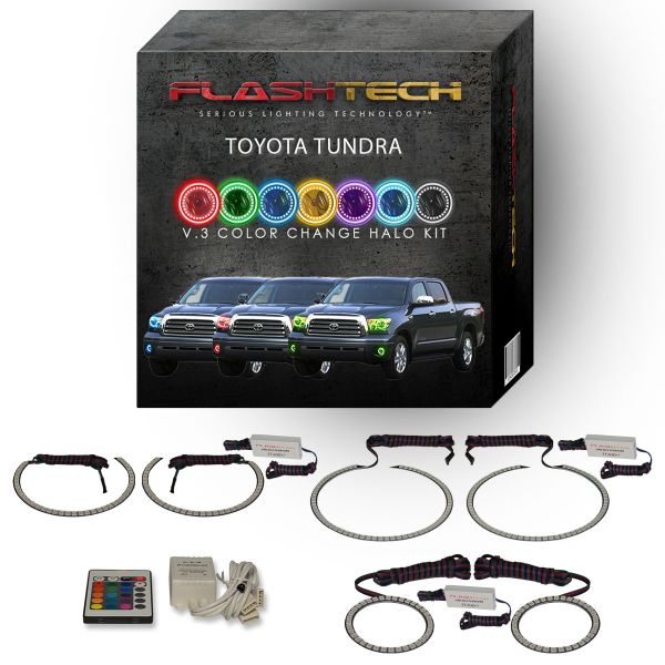 Toyota Tundra V.3 Fusion Color Change Headlight & LED Halo Fog Light Kit 2007-2013 V.3 Fusion Color Change LED Halo Headlight and Fog light Kit with IR Remote