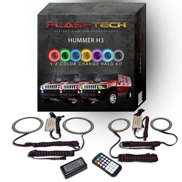 Hummer H3 V.3 Fusion Color Change Headlight & LED Halo Fog Light Kit 2006-2010 V.3 Fusion Color Change LED Halo Headlight and Fog light Kit with Colorfuse RF Remote