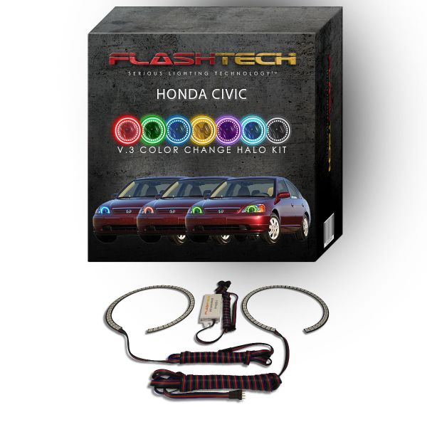 Honda Civic V.3 Fusion Color Change LED Halo Headlight Kit 2001-2003