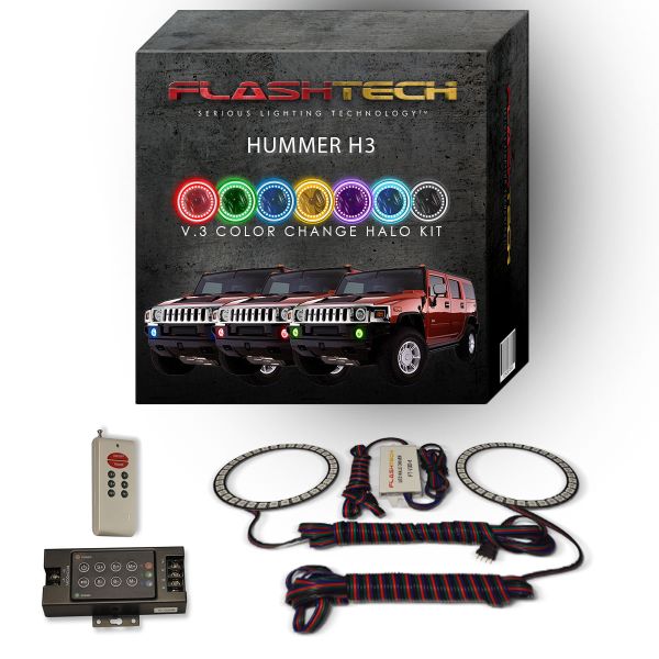 Hummer H3 2006-2010 V.3 Fusion Color Change LED Halo Fog light Kit with RF Remote
