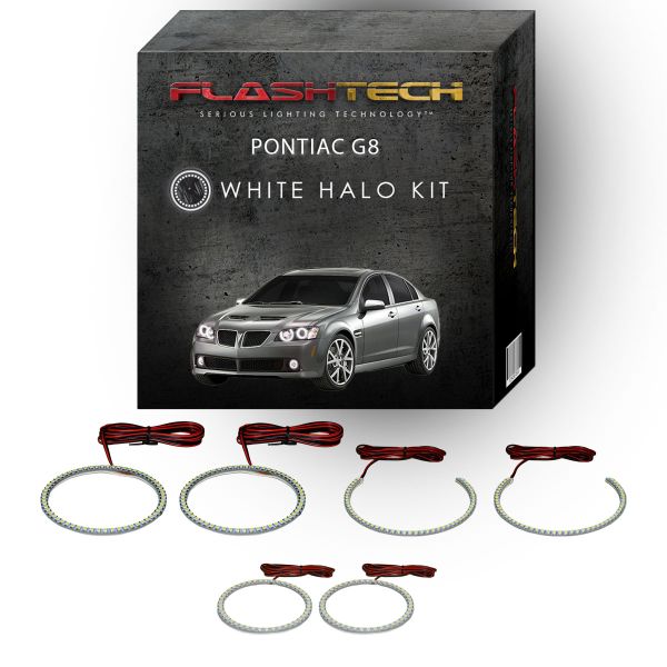 Pontiac G8 White Headlight & LED Halo Fog Light Kit 2008-2009