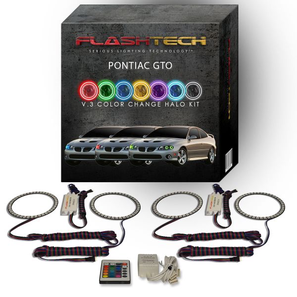 Pontiac GTO 2004-2006 V.3 Fusion Color Change LED Halo Headlight Kit with IR Remote
