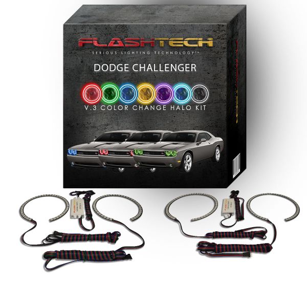 Dodge Challenger Non Projector V.3 Fusion Color Change LED Halo Headlight Kit 2008-2014