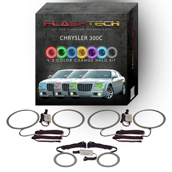 Chrysler 300c V.3 Fusion Color Change Headlight & LED Halo Fog Light Kit 2005-2010