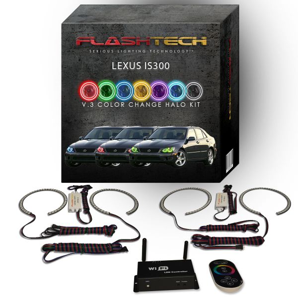 Lexus IS300 2001-2005 V.3 Fusion Color Change LED Halo Headlight Kit with Wifi Remote