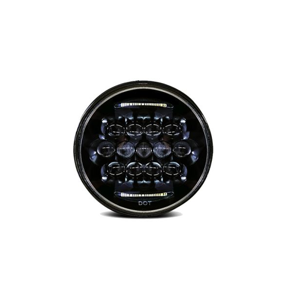 7" Round Headlight 7030 Assembly - Single with White DRL Installed