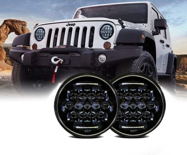 7030 7" Round Headlight Assembly -  White DRL