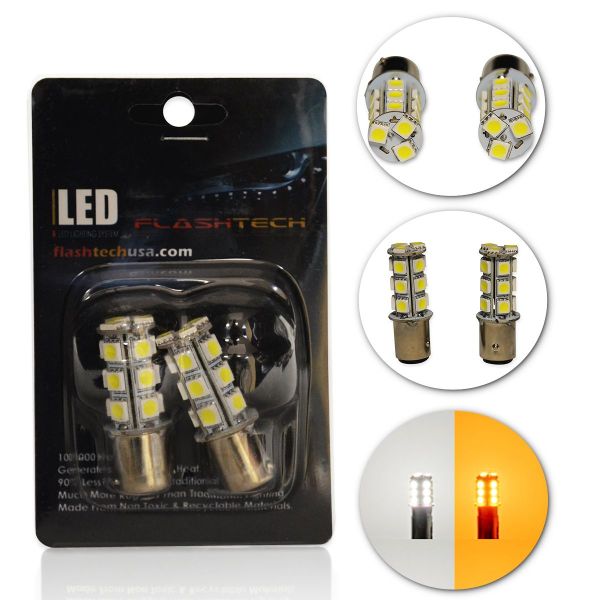 LED Exterior SMD Bulbs - 18 LED - White & Amber - 1157 - Switchback