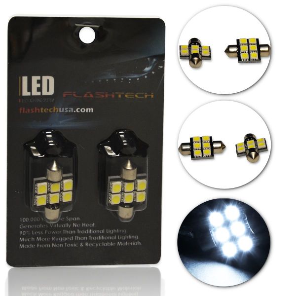 LED Interior SMD Bulbs - 6 LED - White - 31mm
