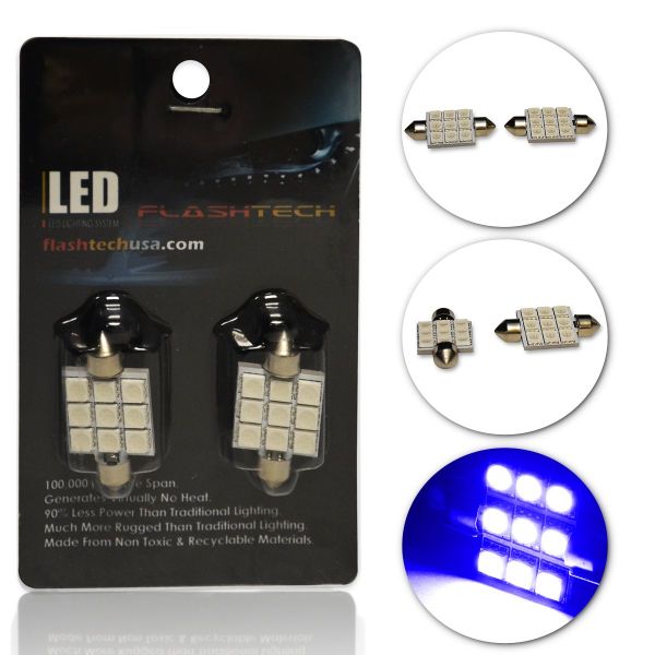 LED Interior SMD Bulbs - 9 LED - Blue - 37mm