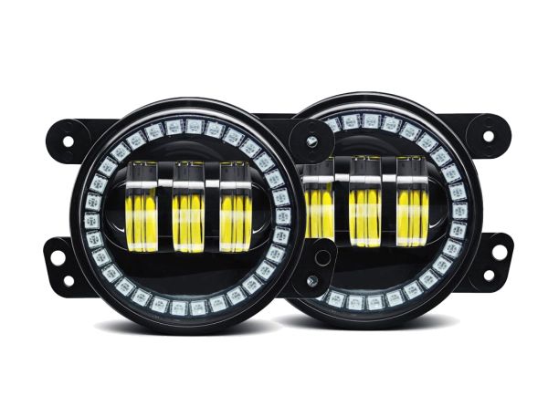 4" Round 4030 Fog Light Assembly with V.3 Fusion Color Change Halos Installed
