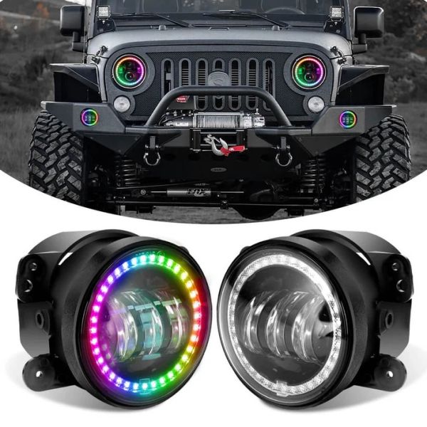 Flashtech 4" RGB Chasing Fog Lights for Wrangler JK, JL, Gladiator JT (12V Only)