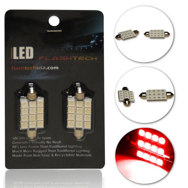 LED Interior SMD Bulbs - 12 LED - Red - 44mm