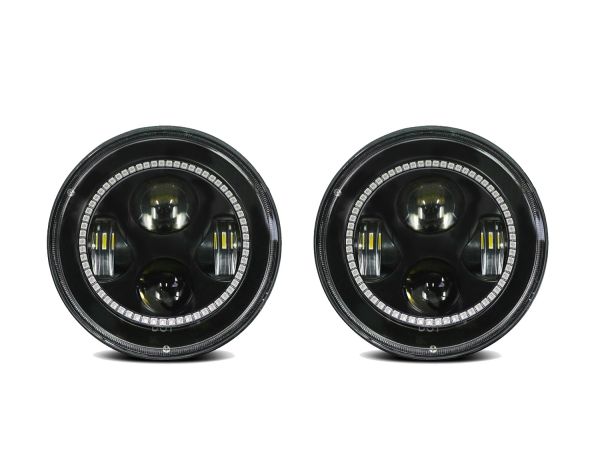 7" Round 7020 Headlight Assembly - Pair with Color Change Halos Installed