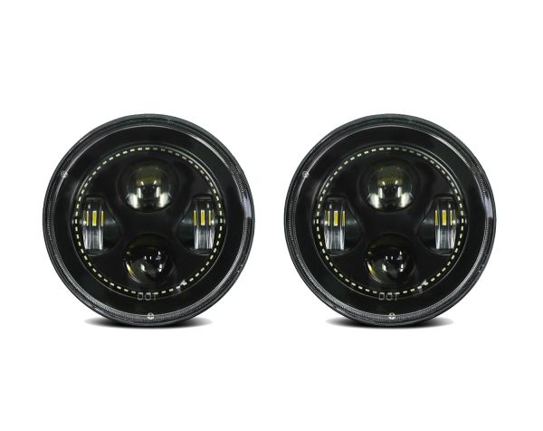 7" Round 7020 Headlight Assembly - Pair with White Halos Installed