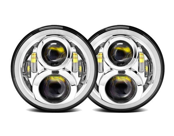7' Round 7045 HeadLight Assembly - Chrome Housing