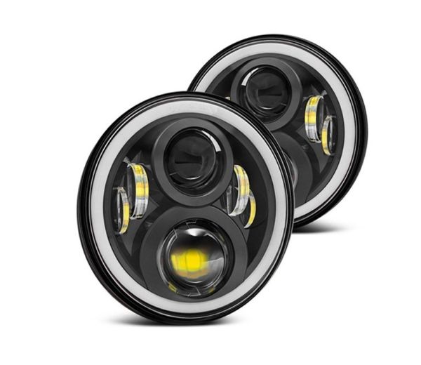 7' Round 7045 HeadLight Assembly with White Halos Installed