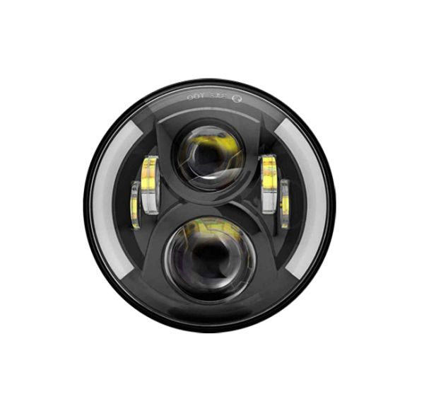 7" Round 7050 Headlight Assembly - Single with Switchback Halos