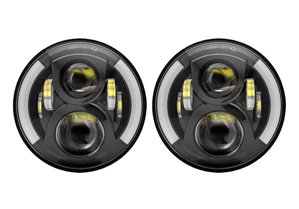 7050 7" Round Headlight Assembly - Switchback Halos