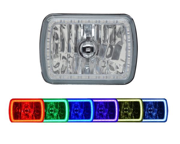 4" x 6" LED Headlight Assemblies with Fusion V.3 Color Changing Halos Installed (Single)