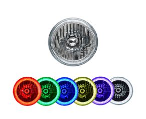 5 3/4" Round Sealed Beam Headlight Assemblies with Fusion V.3 Color Changing Halos Installed (Single)