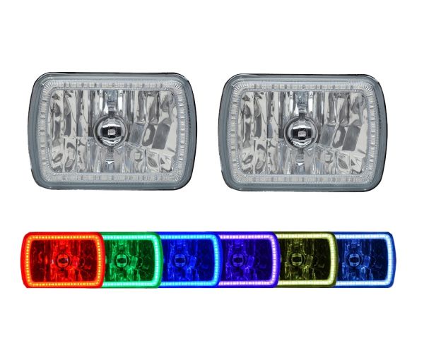 7" x 6" Sealed Beam Headlight Assemblies with Fusion V.3 Color Changing Halos Installed (Pair)