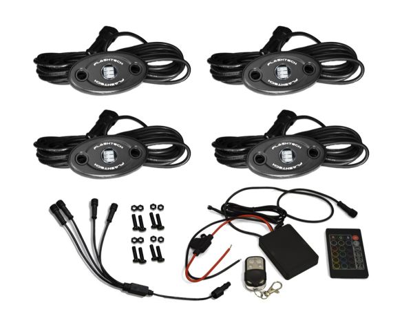 4 Piece V.3 Fusion Color Change LED Rock Light Kit - Dual Waterproof RF Controller