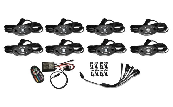 8 Piece V.3 Fusion Color Change LED Rock Light Kit - Bluetooth Waterproof IR Controller