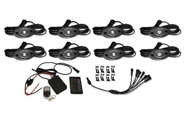 8 Piece V.3 Fusion Color Change LED Rock light Kit - Dual Waterproof RF Controller