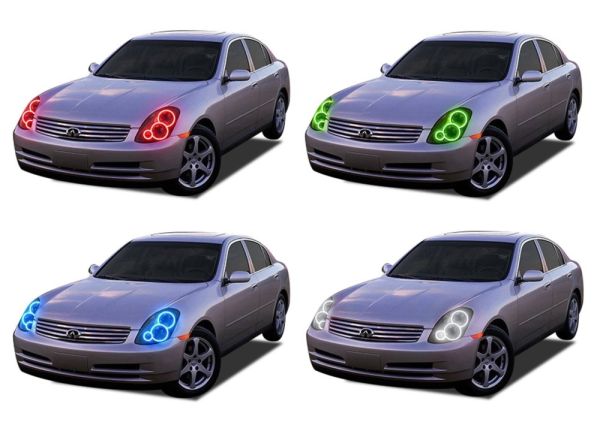 Infiniti G35 Sedan V.3 Fusion Color Change LED Halo Headlight Kit 2005-2006