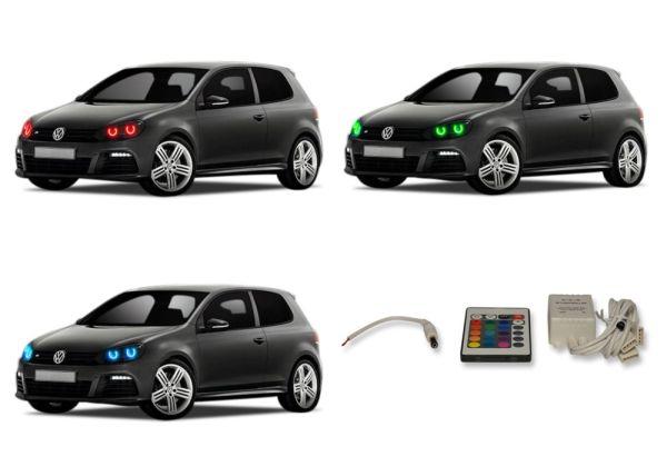 Volkswagen Golf (Facotry HID) 2010-2013 V.3 Fusion Color Change LED Halo Headlight Kit with IR Remote