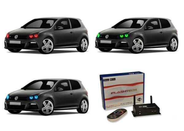 Volkswagen Golf (Facotry HID) 2010-2013 V.3 Fusion Color Change LED Halo Headlight Kit with Wifi Remote
