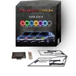 Saab 9 - 3 1999-2003 V.3 Fusion Color Change LED Halo Headlight Kit with RF Remote