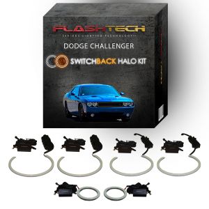 Dodge Challenger External Waterproof White & Amber Switchback LED Halo Headlight and Fog Light Kit 2008 - 2014