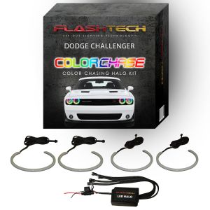 Dodge Challenger 2015-2019 Color Chase External Mount Waterproof LED Halo Headlight Kit