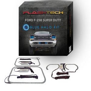 Ford 250 /Ford F350 V.3 Fusion Color Change Headlight & LED Halo Fog Light Kit 2001-2004 Blue LED Halo Headlight and Fog light Kit