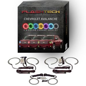 Chevrolet Avalanche V.3 Fusion Color Change Headlight & LED Halo Fog Light Kit 2007-2013