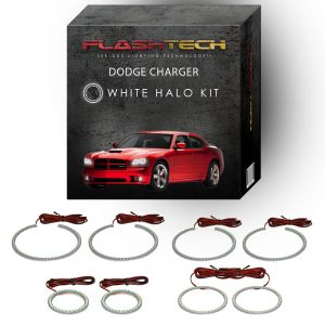 Dodge Charger 6 Ring White Headlight & LED Halo Fog Light Kit 2005-2010